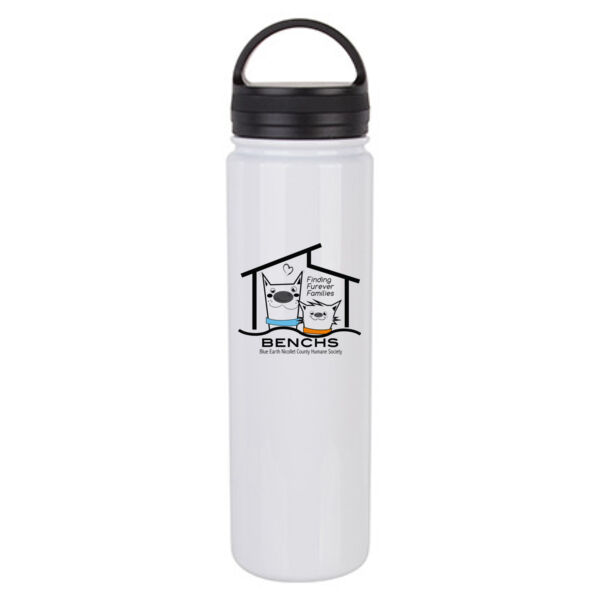 23 oz Stainless Steel Water Bottle with Portable Lid - Sublimated Logo Thumbnail