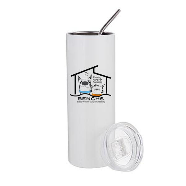 20 oz Stainless Steel Tumbler w/ Straw & Lid - Sublimated Logo Thumbnail